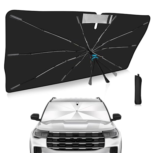 Windshield Sun Shade Umbrella Custom Fit for Ford Explorer 2022-2025 Foldable UV Protection Car Cover, Emergency Rain Shield & Dashboard Protector - Durable Auto Accessory - size: For Ford Explorer 2022+