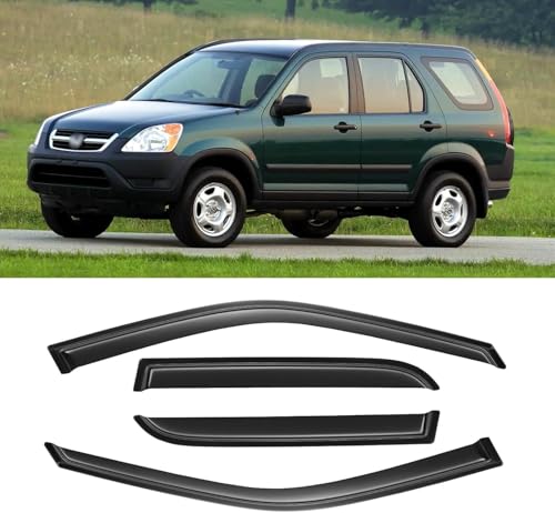 Rain Guards for 2002-2006 Honda CR-V CRV, Out-Channel Window Visor Shields Vent Deflector Shade Wind Dark Smoke 2003 2004 2005 02 03 04 05 06, Tape-On Outside-Mount, 4PCS - style: For 2002-2006 | Honda CR-V CRV | Out-Channel