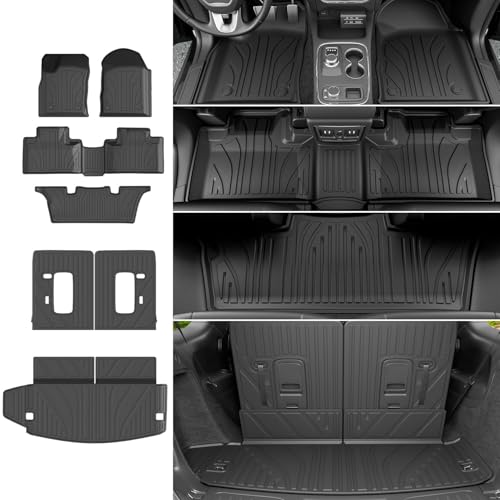 powoq Floor Mat Compatible with 2016-2026 Dodge Durango 6 Seats Trunk Liner 3rd Backrest Mat Replacement for 2016-2026 Dodge Durango Accessories(Trunk Mat+3rd Backrest Mat+6 Seats Floor Mat) - color: Trunk Mat+3rd Backrest Mat+6 Seats Floor Mat