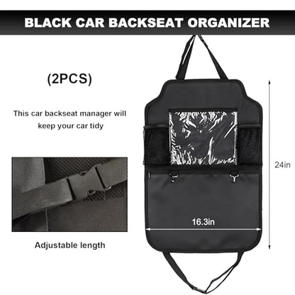 2PCS Car Backseat Organizer, Oxford Car Back Seat Protecter Kick Mat with Touch Screen Tablet Holder, Waterproof Automotive Seatback Storage Bag with Multi Functional Pockets (Zipper) - color: Zipper