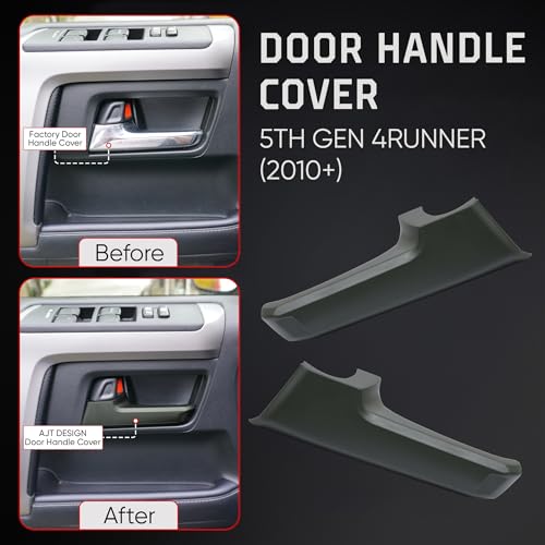 AJT DESIGN Door Handle Covers Compatible with Toyota 4Runner 2010+ (5th Gen) | 5th gen 4runner Chrome Delete | ABS Plastic Front & Back Interior Car Door Handle Cover| Made in USA | Army Green - color: Army Green