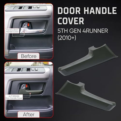 AJT DESIGN Door Handle Covers Compatible with Toyota 4Runner 2010+ (5th Gen) | 5th gen 4runner Chrome Delete | ABS Plastic Front & Back Interior Car Door Handle Cover| Made in USA | Army Green - color: Army Green
