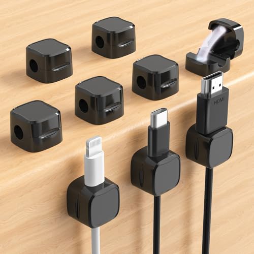 Magnetic Cable Clips, Adjustable Cord Holder Management, Adhesive Wire Keeper Organizer for Home Office Desk Phone PC Car Wall Desktop Nightstand Appliance (9-Pack Black) - color: 9-Pack Black