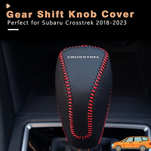 Auto Car Gear Shift Handle Knob Cover Shift Lever PU Leather Protective Interior Accessories for Subaru Crosstrek 2018-2025(Red Stitches) - color: Red Stitches