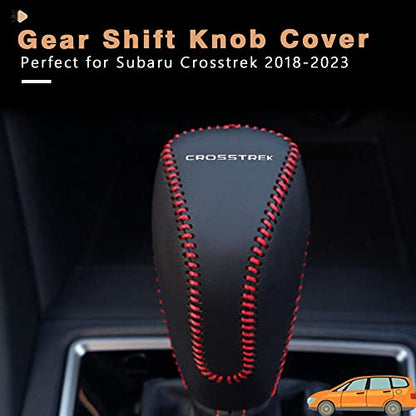 Auto Car Gear Shift Handle Knob Cover Shift Lever PU Leather Protective Interior Accessories for Subaru Crosstrek 2018-2025(Red Stitches) - color: Red Stitches