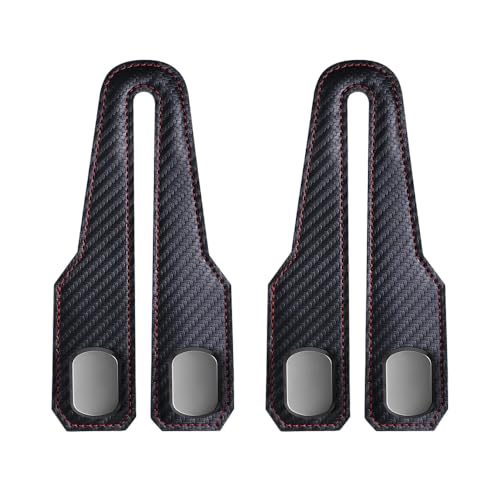 Eadwe Headrest Hooks for Car, 2026 New Car Seat Back Zinc Alloy Double Hook for Purses and Bags,Twinhook Leather Car Headrest Hangers Seat Back Organizers for Travel (Carbon Fiber A*2) - color: Carbon Fiber A*2