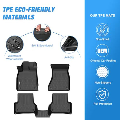 Nilight TPE Floor Mats for Audi A6 S6 A6 Quattro 2012 2013 2014 2015 2016 2017 2018, All Weather Custom Fit Heavy Duty Floor Liners - color: 2012-2018 Audi A6
