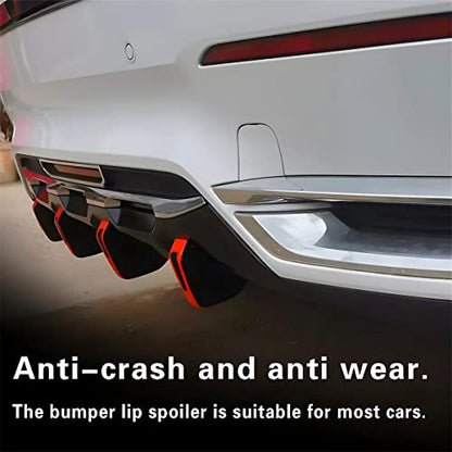 4pcs Car Lower Bumper Lip Diffuser, Anti-Crash Accessories Spoiler Fin Protector, Rear Splitter Lip Wing with Screw, Universal Auto Decoration for Car SUV Truck - style: Red Edge/Black Cover