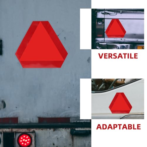 Cabilock 2pcs 36cm Aluminum Slow Moving Vehicle Triangle Signs with Reflective Border and Adhesive Backing, Reflective Road Safety Warning for Cars, Trucks, and Trailers
