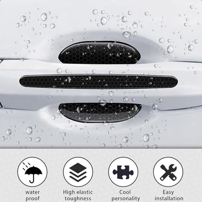 8Pcs Car Door Handle Bowl Sticker, Reflective Car Door Handle Paint Scratch Protector, Self-Adhesive Scratch Collision Protection Guard, Auto Exterior Decor Universal for SUV Truck RV (Black)