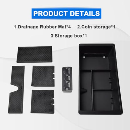 EDBETOS Center Console Organizer Tray Compatible with GMC Sierra 1500 Accessories/Silverado 1500 2014-2018 / Silverado 2500/3500 HD 15-19 /Suburban/Tahoe/Yukon 15-20 Armrest Storage Box (Black Trim) - color: Black