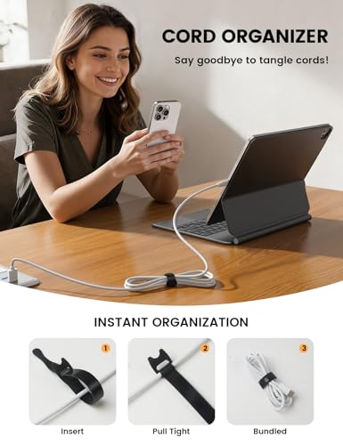Lamicall 100Pack Reusable Cable Ties, 6 Inches Durable Cord Organizer Nylon Hook & Loop Straps, Cable Management Wrap Wire Storage Essentials, Computer PC Accessories, Home Office Travel Gadgets - size: 100Pack