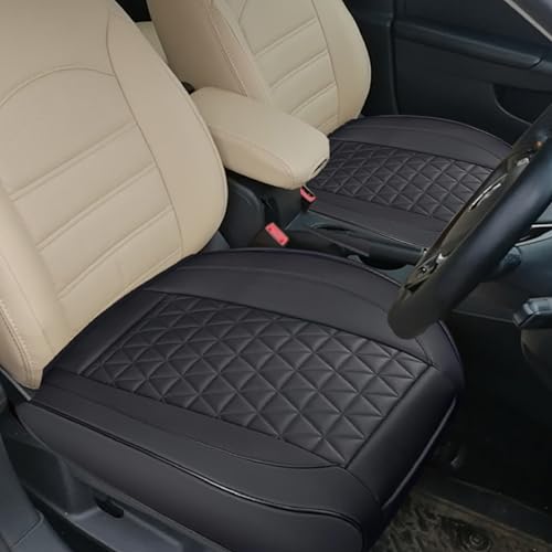 2PCS Leather Car Seat Cover, Front Bottom Seat Cushion Cover, Car Seat Cover, Front PU Leather Seat Covers, Anti-Slip and Wrap Around The Bottom with Storage Pocket Suitable for Most Vehicles (Black) - color: black*2