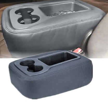 Leather Console Jump Seat Armrest Cover Dark Gray with Dipper Desgin Compatible with Chevy Silverado Tahoe Avalanche GMC Yukon Sierra 2007 2008 2009 2010 2011 2012 2013 2014 - color: Dark Gray