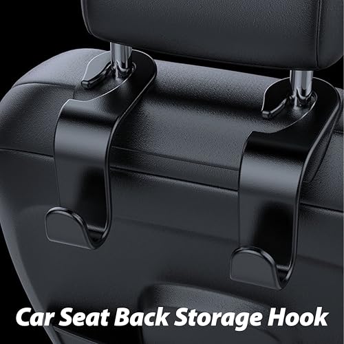 Car Seat Headrest Hook, Organizer Universal for Handbag/Purse/Gym Bag/Hat/Baby Gear/Groceries Car Accessories, Car Back Seat Headrest Hook (Black) (2)