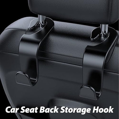 Car Seat Headrest Hook, Organizer Universal for Handbag/Purse/Gym Bag/Hat/Baby Gear/Groceries Car Accessories, Car Back Seat Headrest Hook (Black) (2)