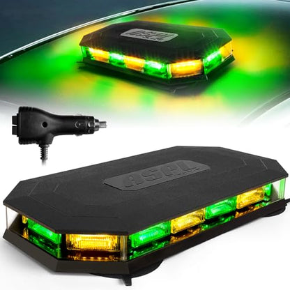 ASPL 16.5 Inch Roof Top Beacon Emergency Strobe Light 56 LED Magnetic Warning Caution lights bar Traffic Hazard Plow Light for Trucks Vehicles Construction Snowplow (Amber/Green) - color: Amber/Green