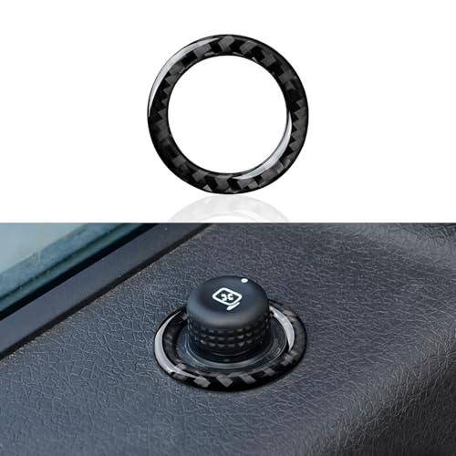 Car Carbon Fiber Rear Mirror Adjustment Button Decal Interior Trim Cover Accessories for Ford F150 2009 2010 2011 2012 2013 2014 - color: Rear Mirror Adjustment