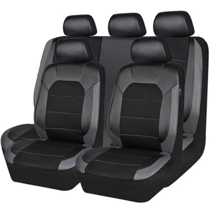 CAR PASS Leather Seat Covers, Automotive Sport Car Seat Cover Super 5mm Composite Sponge Inside, Airbag Compatible Universal Fits Most Cars, SUVs, Trucks and Vans (Full Set,Black & Gray) - color: Black and Gray, size: Full Set
