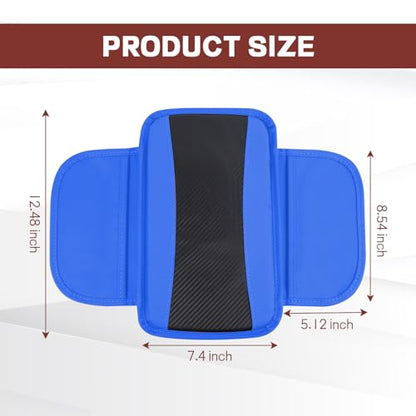 Car Center Console Cover, 12.48"×7.4" Carbon Fiber Leather Auto Armrest Cover, Vehicle Armrest Cushion Pad with Storage Pocket, Universal Arm Rest Protector Car Accessories (Blue) - color: Blue