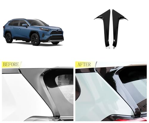 Rear Window C Pillar Side Wing Triangle Cover Trim Compatible with Toyota RAV4 2025 2024 2023 2022-2019 Exterior Car Accessories ABS 2PCS(Glossy Black Style) - color: Glossy Black Style