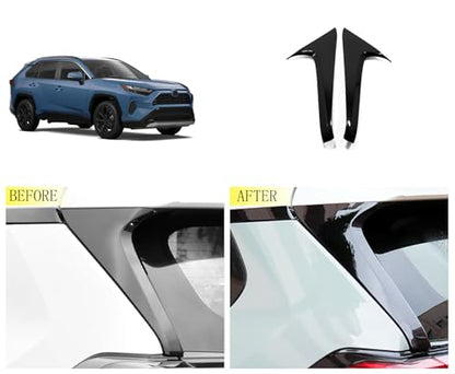 Rear Window C Pillar Side Wing Triangle Cover Trim Compatible with Toyota RAV4 2025 2024 2023 2022-2019 Exterior Car Accessories ABS 2PCS(Glossy Black Style) - color: Glossy Black Style