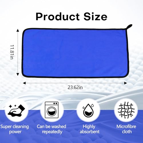 Hovom 3PCS Car Microfiber Towels, 23.62"×11.81" Lint-free Microfiber Towels for Cars Wash Drying, Super Absorbent Auto Cleaning Cloths, Reusable Washing & Detailing Towel, Car Cleaning Supplies (Blue) - color: Blue