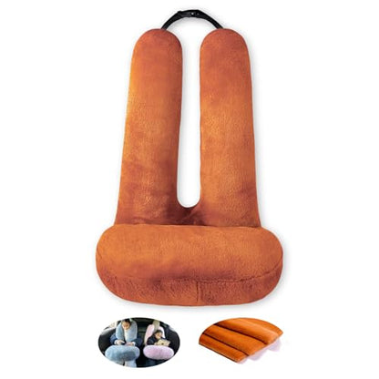 FHSGGP Travel Pillow Car Travel Sleep Support Pillow 2-in-1 Lap Pillow and Car Pillow with Neck and Body Support for Adults and Kids on Long Trips Kids Travel Pillow Brown - color: E-brown