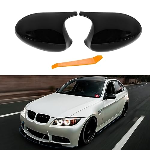 Side Mirror Cover Caps Compatible with BMW E90 E91 2005-2007, E92 E93 E81 E82 E87 E88 Pre-LCI Door Rearview Mirror Cap Replacement for 328i 325i, Gloss Black - size: Gloss Black, style: 05-07 E90
