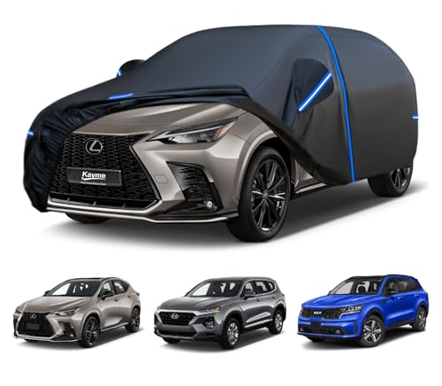Kayme SUV Car Cover Custom Fit for Lexus NX/NX250/NX300/NX350, Hyundai Santa Fe, Kia Sorento,Waterproof All Weather Full Exterior Cover Rain Sun Snow Protector with Door Zipper. - size: Fit for Lexus NX,Hyundai Santa Fe,Kia Sorento