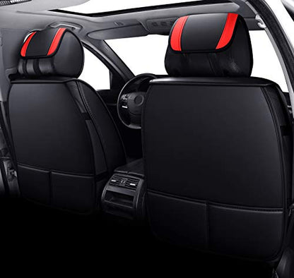 Aierxuan Front Car Seat Covers Women Leather Waterproof Universal for Rav4 Kia Sorento Pilot Hrv Ridgeline Odyssey Chr Ford Ranger Edge Chevy Equinox VW(2 PCS Front, Black-Red) - color: 2 PCS Front/Black-Red