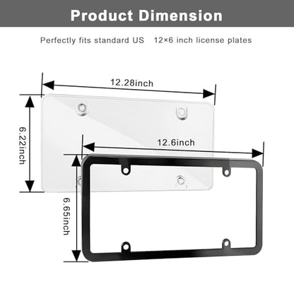 Transparent License Plate Cover and Frames, 2Pack Grey Clear Front and Rear License Plate Holder with Screws & Caps, Unbreakable Car Licence Plate Frame, Universal Fit for Most US Plates - color: grey-clear