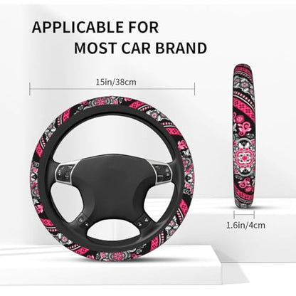 Boho Car Steering Wheel Cover Auto Accessories Universal 15 Inch Non-Slip Neoprene for Women Cute Automotive SUV Van Truck Wheel Protector - color: Boho