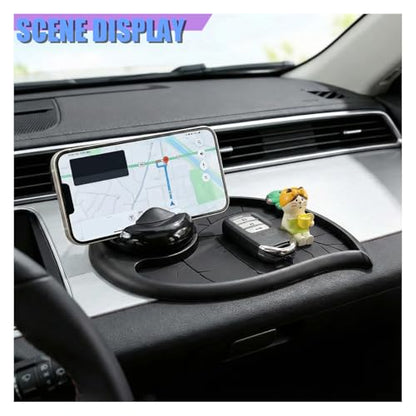 Craedli Car Dashboard Anti-Slip Mat, Multifunctional 360 Rotating Phone Holder with Temporary Parking Number, Universal Car Organizer Storage for Sunglasses/Keys/Daily Essentials (Turtle-Black) - size: Turtle-Black