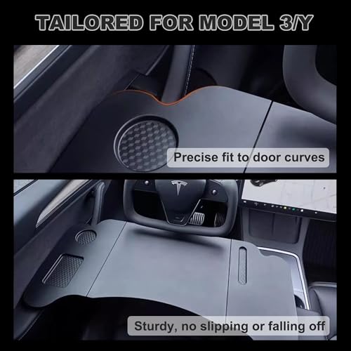 2 in 1 Car Tray for Tesla Model Y, Car Steering Wheel Desk, Car Desk for Car Mount with Pen Holder, Car Food Tray for Eating with Drinks Holder, Multipurpose Travel Car Accessories
