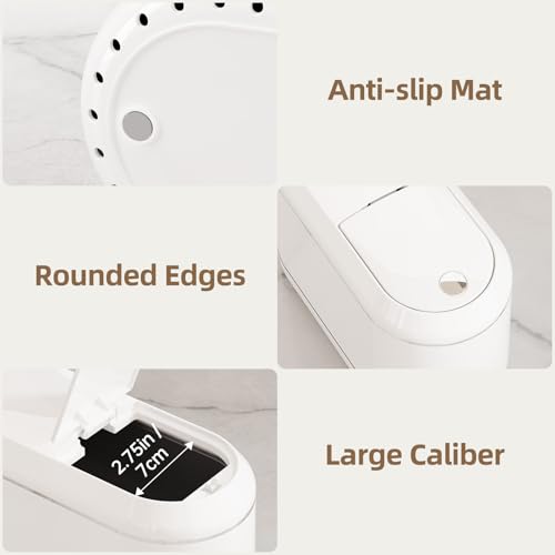 PAVSTINE Mini Trash Can for Desk with 5 Rolls of Trash Bags, Small Press-Top Countertop Garbage Bin, Removable Waste Basket for Bedroom, Vanity, Coffee Table, Kitchen (White Half-Lid) - color: White Half-Lid