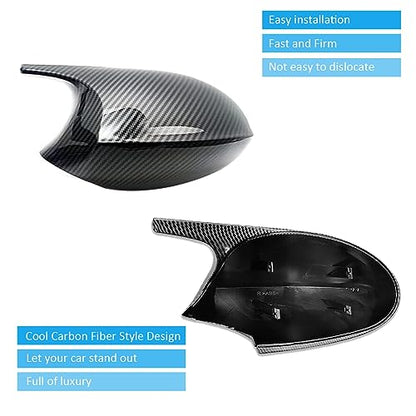 Side Mirror Cover Caps Compatible with BMW 3 Series E90 E91 (2005-2007) & 1 Series E82 E87 Pre-LCI, Rearview Door Mirror Shell Replacement for 325i 328i 330i, Carbon Fiber Look - size: Carbon Fiber Look, style: 05-07 E90