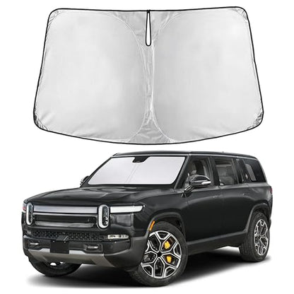 Autovir Windshield Sun Shade Fit for 2022-2024 2025 2026 Rivian R1S Sun Shade, Front Window Sun Visor, UV Protection, Heat Blocker, Foldable Car Accessories - size: for Rivian R1S 2022-2026