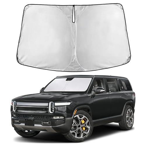 Autovir Windshield Sun Shade Fit for 2022-2024 2025 2026 Rivian R1S Sun Shade, Front Window Sun Visor, UV Protection, Heat Blocker, Foldable Car Accessories - size: for Rivian R1S 2022-2026