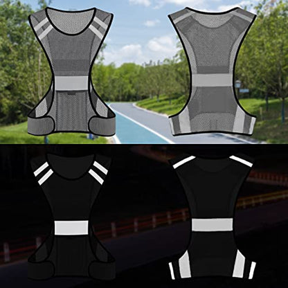 TCCFCCT Reflective Running Vest, High Visibility Running Gear with Large Pocket - color: 1 Pack Mesh Grey