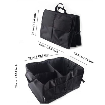 Trunk Organizer, Storage Box - 52L Large Capacity Collapsible Multi Compartments Organizer, Portable Storage Box for Most Cars/SUV, Waterproof Oxford Fabric, Black