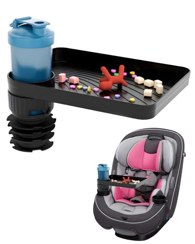 SEVEN SPARTA Car Seat Tray for Kids Toddler Travel with Soft Rubber Base, Rotatable and Removable Cup Holder Snack Tray for Food Color and Play for Family Road Trip Essentials (1, Standard Base) - size: Standard Basex1