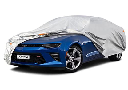 Kayme 6 Layers Car Cover Custom Fit for Chevrolet Chevy Camaro (2010-2025) Waterproof All Weather for Automobiles, Outdoor Full Cover Rain Sun UV Protection.Sliver - size: 14. Custom Fit Chevrolet Camaro