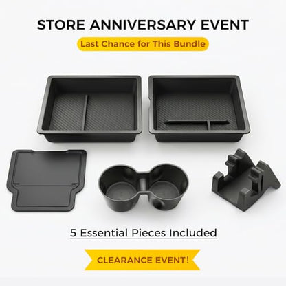 Center Console Organizer 5PCS Compatible with Tesla Model Y Juniper2026, Armrest Storage Tray, Hidden Storage Box, Cup Holder, Phone Holder – Interior Accessories for New Model Y/3 2025