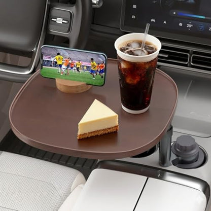 Car Desk for Laptop with 360° Swivel, Height-Adjustable Car Tray Table - Wooden Car Laptop Mount & Cup Holder Table, Universal Car Food Tray for Most Vehicles - color: Walnut
