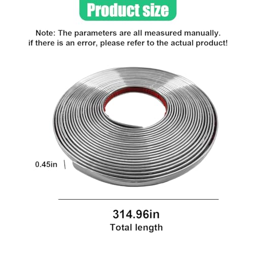 ZIMISI 26Ft Automotive Chrome Trim Strip, 1/2" Wide DIY Decoration Protect Tape, Scratch-Proof Car Body Side Chrome Trim Molding for RV Motor Truck Bumper Door Window