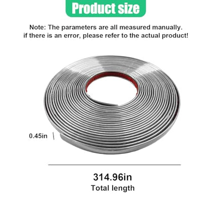 ZIMISI 26Ft Automotive Chrome Trim Strip, 1/2" Wide DIY Decoration Protect Tape, Scratch-Proof Car Body Side Chrome Trim Molding for RV Motor Truck Bumper Door Window