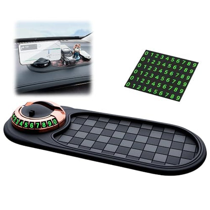 Mobile Phone Bracket Anti-Slip Mat, Multifunction Car Dashboard Mat with Temporary Parking Number, Rotatable Universal Non-Slip Car Dashboard Mat with Phone Holder for Sunglasses and Keys Gadget (F) - color: F
