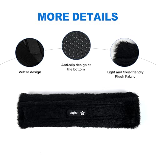 SPRING SEAON Fluffy Auto Seat Belt Cover Pad Soft Universal Car Seat Belt Covers Seat Beat Strap Pad for Shoulder Pad Neck Cushion Protector Car Accessories 2 PCS Black - color: Black