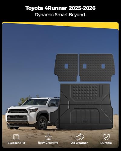 3W Cargo Mat for Toyota 4Runner 2025 2026 5 Seats(Not fit Hybrid), All Weather TPE Custom Fit Trunk Mat & Backrest Mat for SR5/TRD/Limited 6th gen 4 Runner - style: 6. 4Runner Gas 5Seat|25-26|Trunk Mat&Backrest Mat